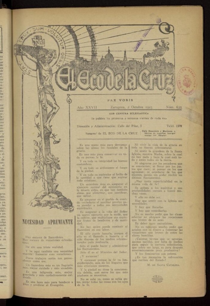 Miniatura de El Eco de la Cruz del 2 de octubre de 1925, nº 635