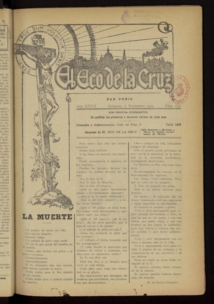 Miniatura de El Eco de la Cruz del 6 de noviembre de 1925, nº 637