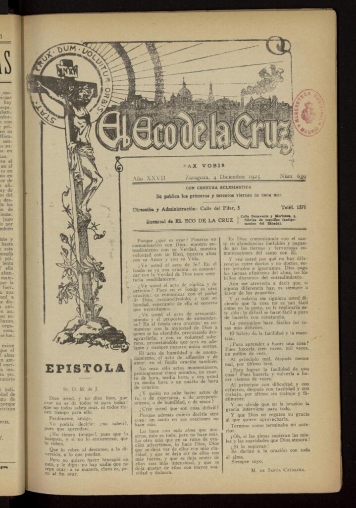 Miniatura de El Eco de la Cruz del 4 de diciembre de 1925, nº 639