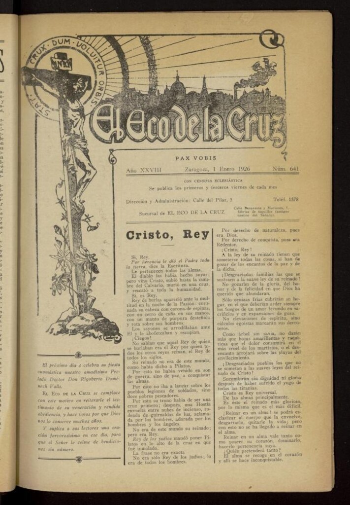 Miniatura de El Eco de la Cruz del 1 de enero de 1926, nº 641