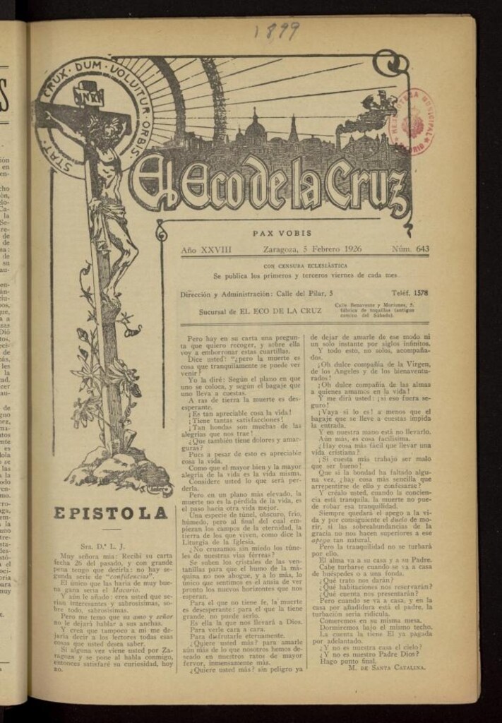 Miniatura de El Eco de la Cruz del 5 de febrero de 1926, nº 643