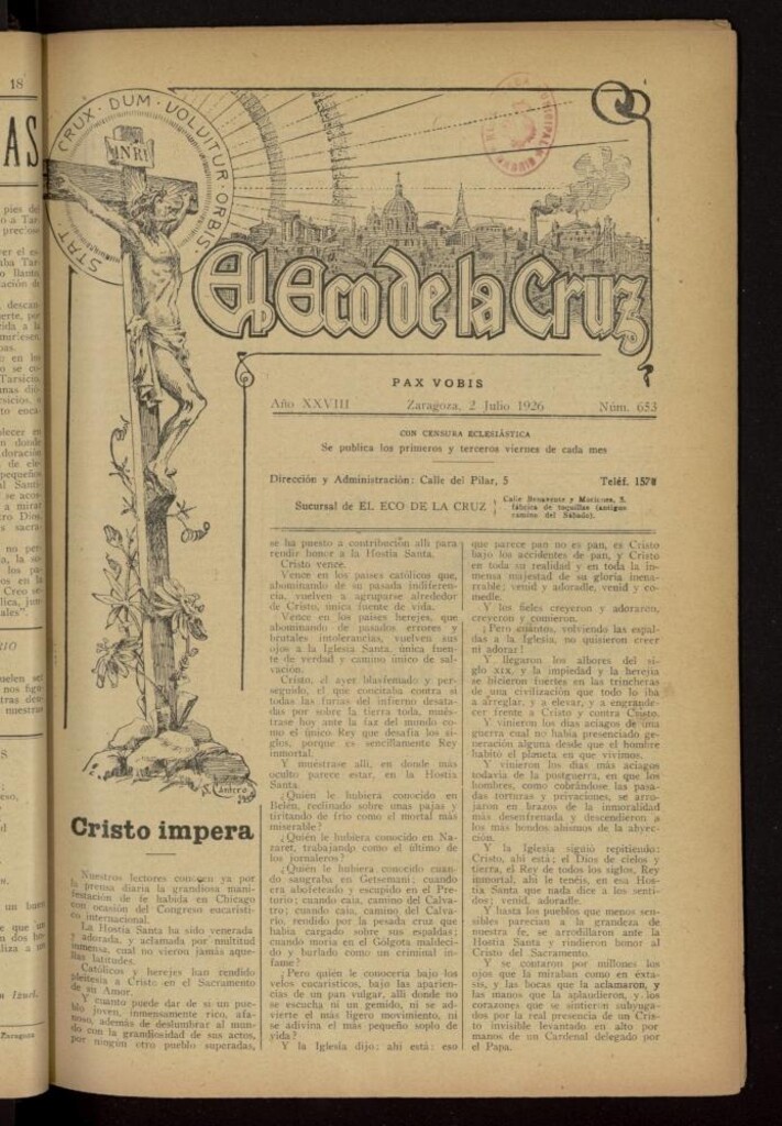 Miniatura de El Eco de la Cruz del 2 de julio de 1926, nº 653