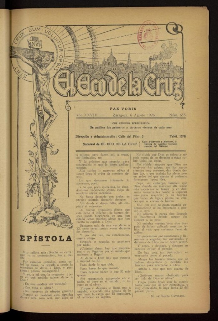 Miniatura de El Eco de la Cruz del 6 de agosto de 1926, nº 655