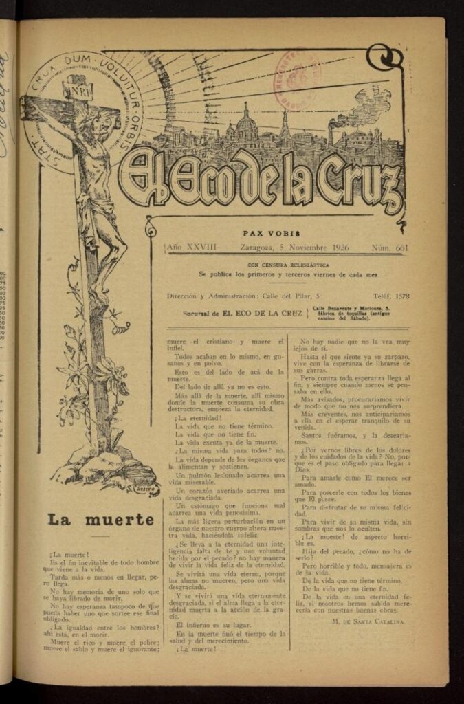 Miniatura de El Eco de la Cruz del 5 de noviembre de 1926, nº 661