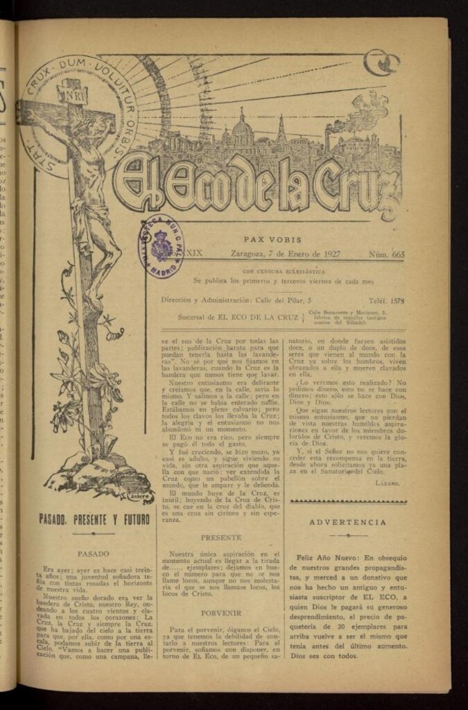 Miniatura de El Eco de la Cruz del 7 de enero de 1927, nº 665