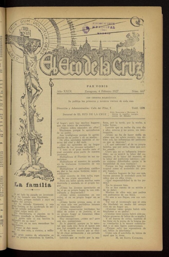 Miniatura de El Eco de la Cruz del 4 de febrero de 1927, nº 667