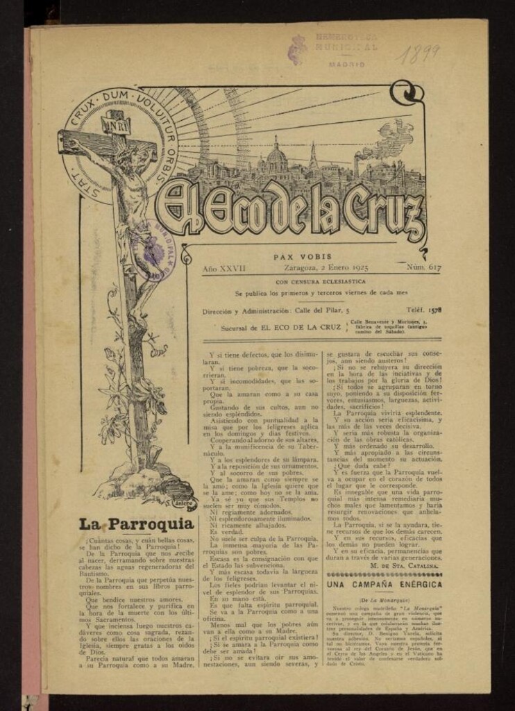 Miniatura de El Eco de la Cruz del 2 de enero de 1925, nº 617