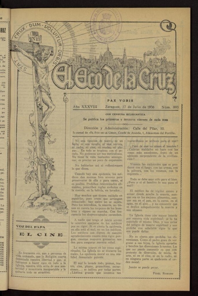 Miniatura de El Eco de la Cruz del 17 de julio de 1936, nº 893