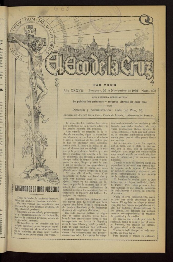 Miniatura de El Eco de la Cruz del 20 de noviembre de 1936, nº 898