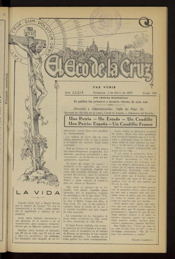 Miniatura de El Eco de la Cruz del 2 de abril de 1937, nº 904