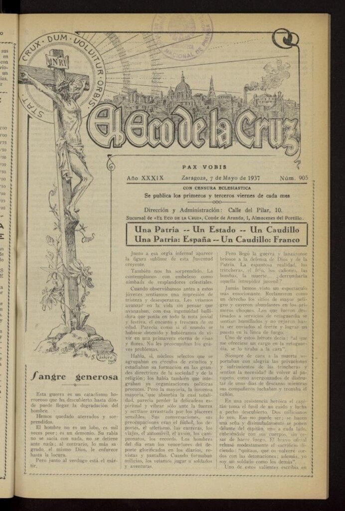 Miniatura de El Eco de la Cruz del 7 de mayo de 1937, nº 905
