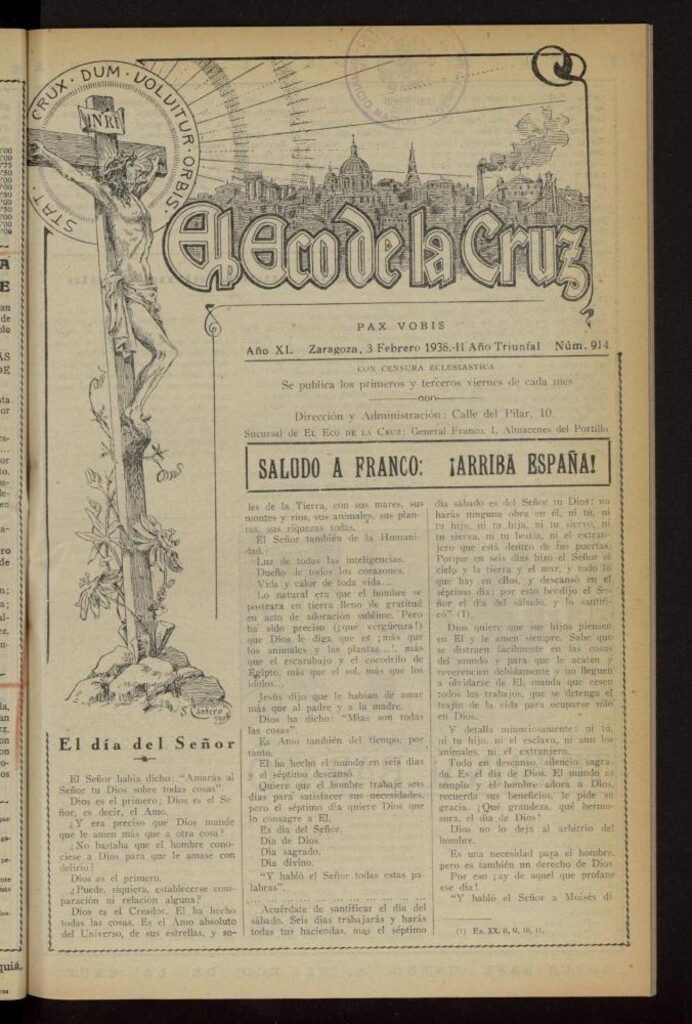 Miniatura de El Eco de la Cruz del 3 de febrero de 1938, nº 914