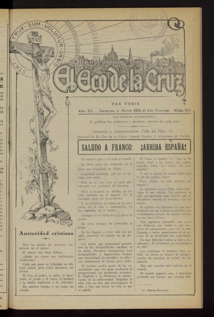 Miniatura de El Eco de la Cruz del 4 de marzo de 1938, nº 915
