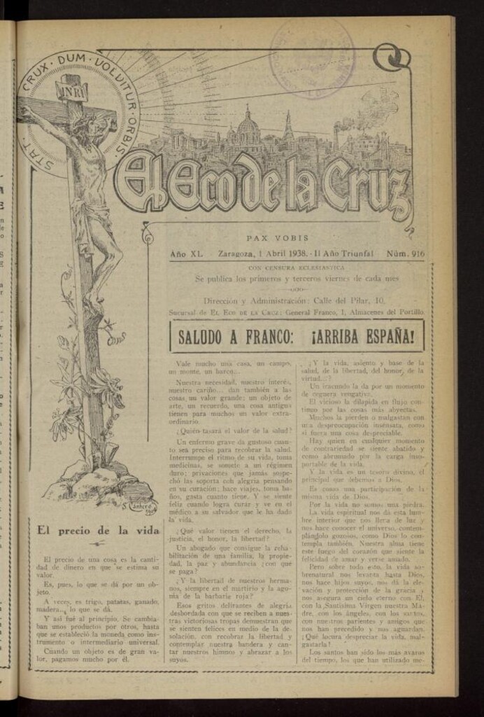Miniatura de El Eco de la Cruz del 1 de abril de 1938, nº 916