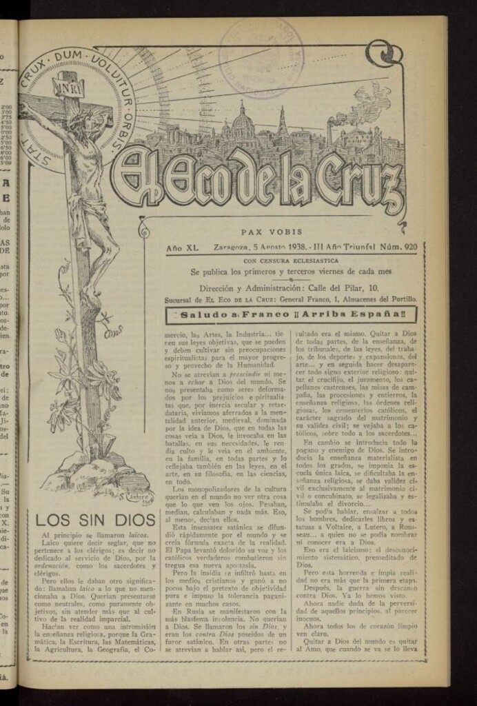 Miniatura de El Eco de la Cruz del 5 de agosto de 1938, nº 920