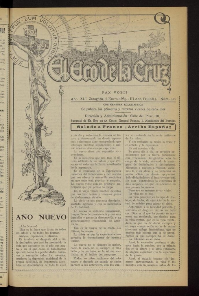 Miniatura de El Eco de la Cruz del 2 de enero de 1939, nº 925