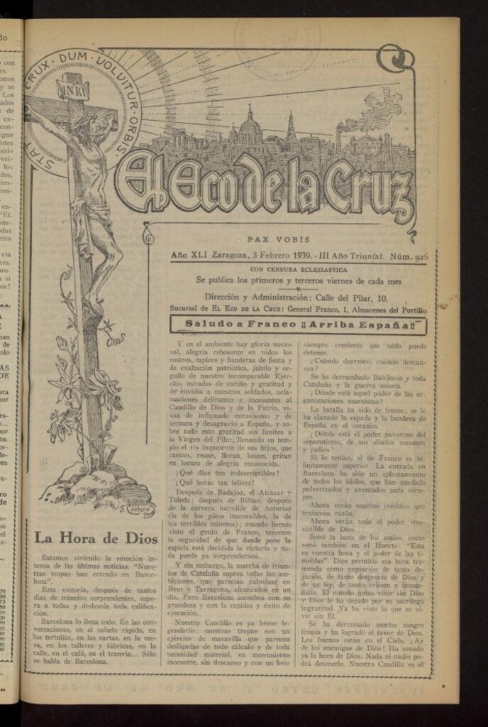 Miniatura de El Eco de la Cruz del 3 de febrero de 1939, nº 926