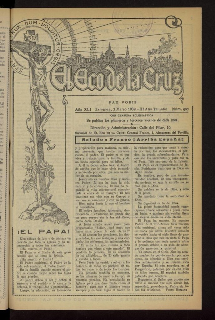 Miniatura de El Eco de la Cruz del 3 de marzo de 1939, nº 927