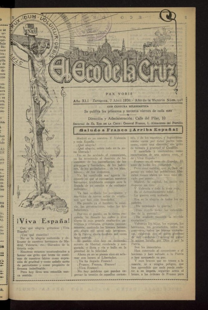 Miniatura de El Eco de la Cruz del 7 de abril de 1939, nº 928