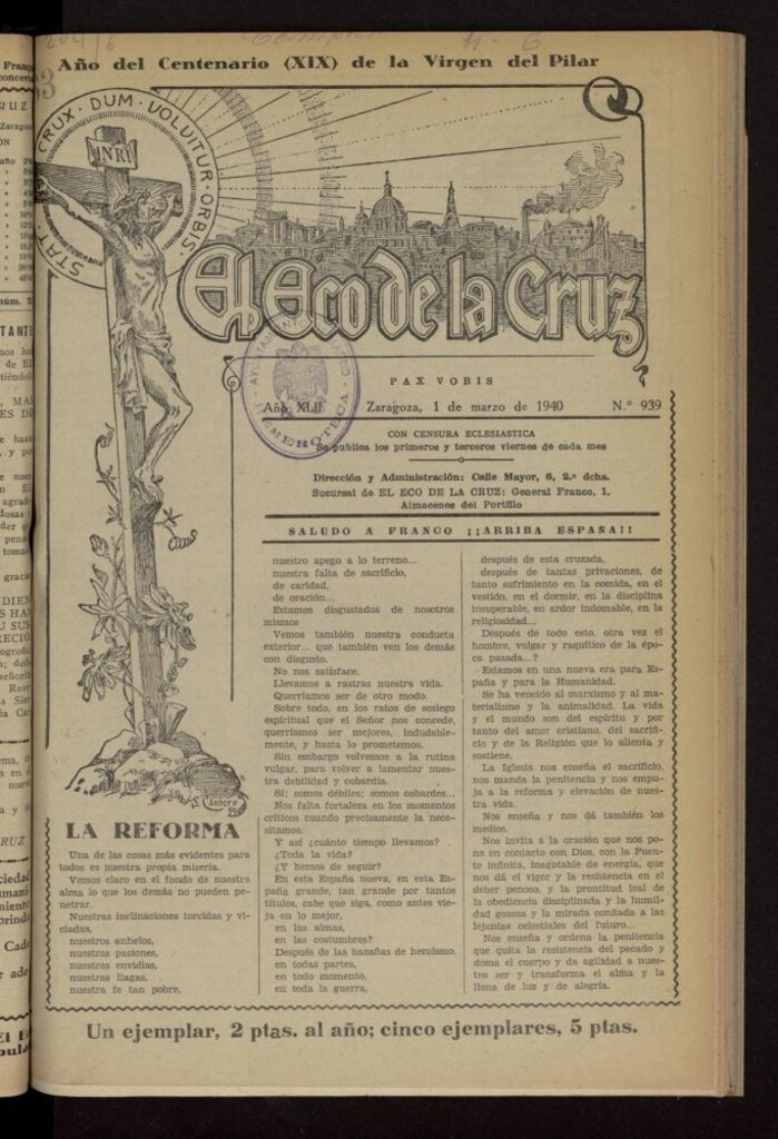 Miniatura de El Eco de la Cruz del 1 de marzo de 1940, nº 939