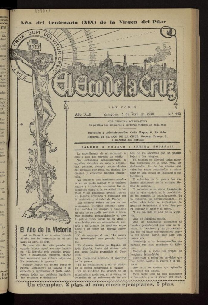 Miniatura de El Eco de la Cruz del 5 de abril de 1940, nº 940