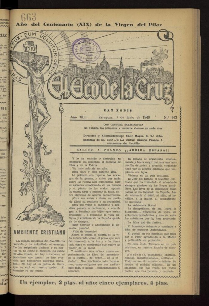 Miniatura de El Eco de la Cruz del 7 de junio de 1940, nº 942