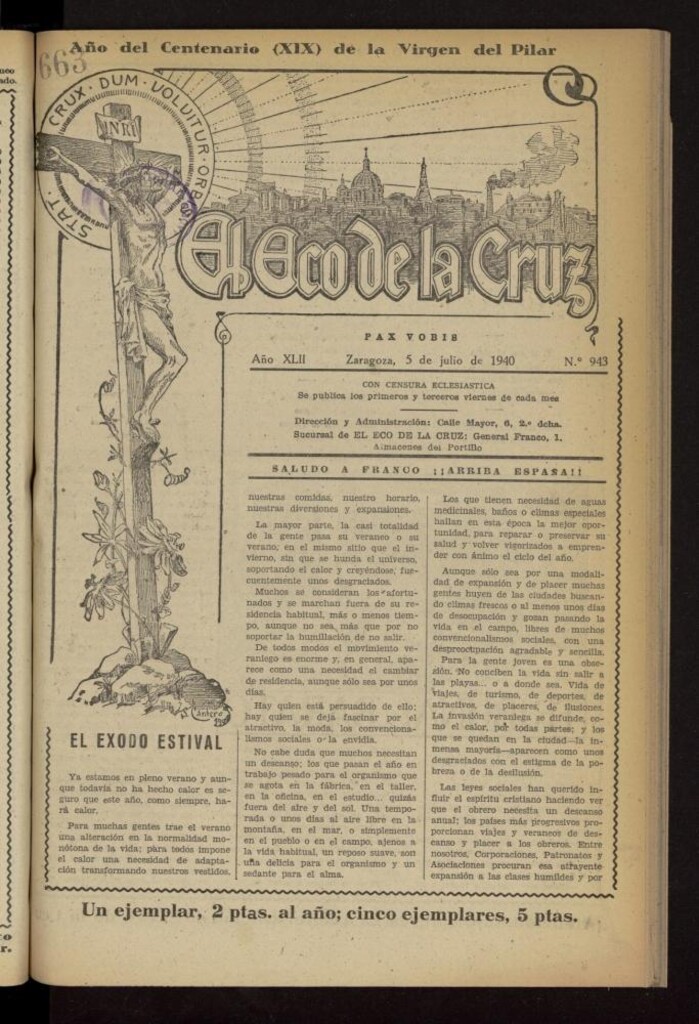 Miniatura de El Eco de la Cruz del 5 de julio de 1940, nº 943
