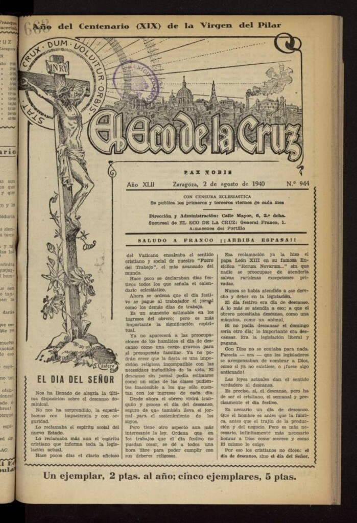 Miniatura de El Eco de la Cruz del 2 de agosto de 1940, nº 944