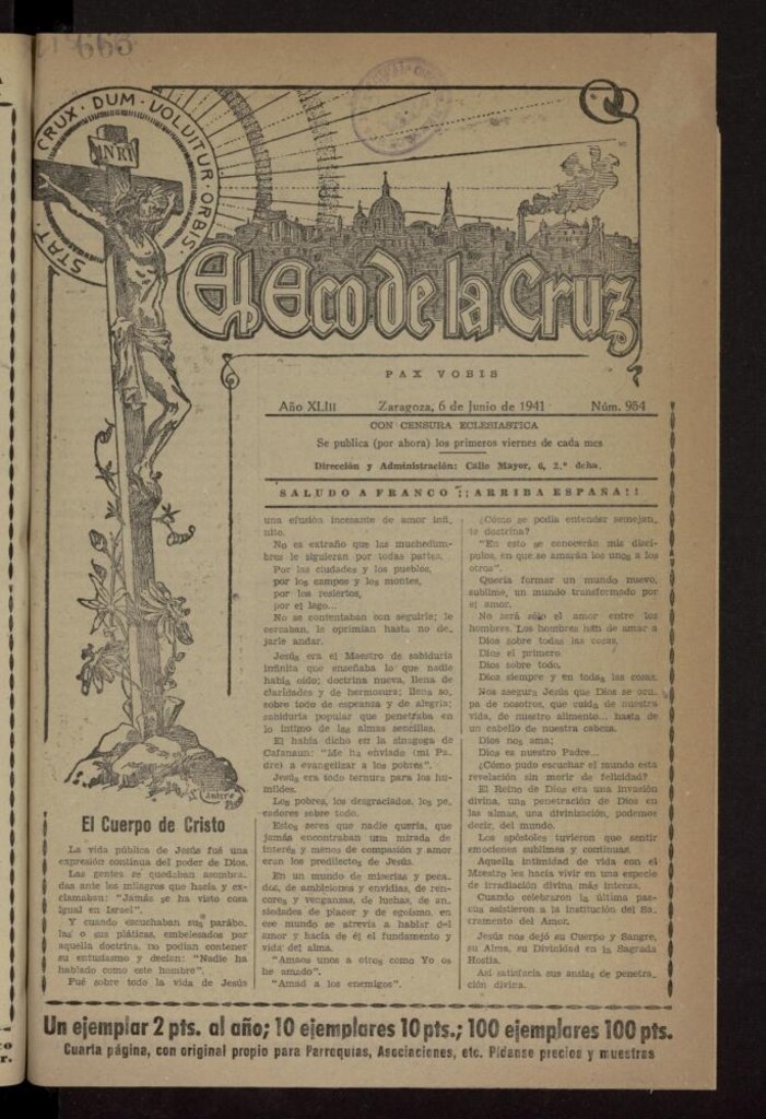 Miniatura de El Eco de la Cruz del 6 de junio de 1941, nº 954