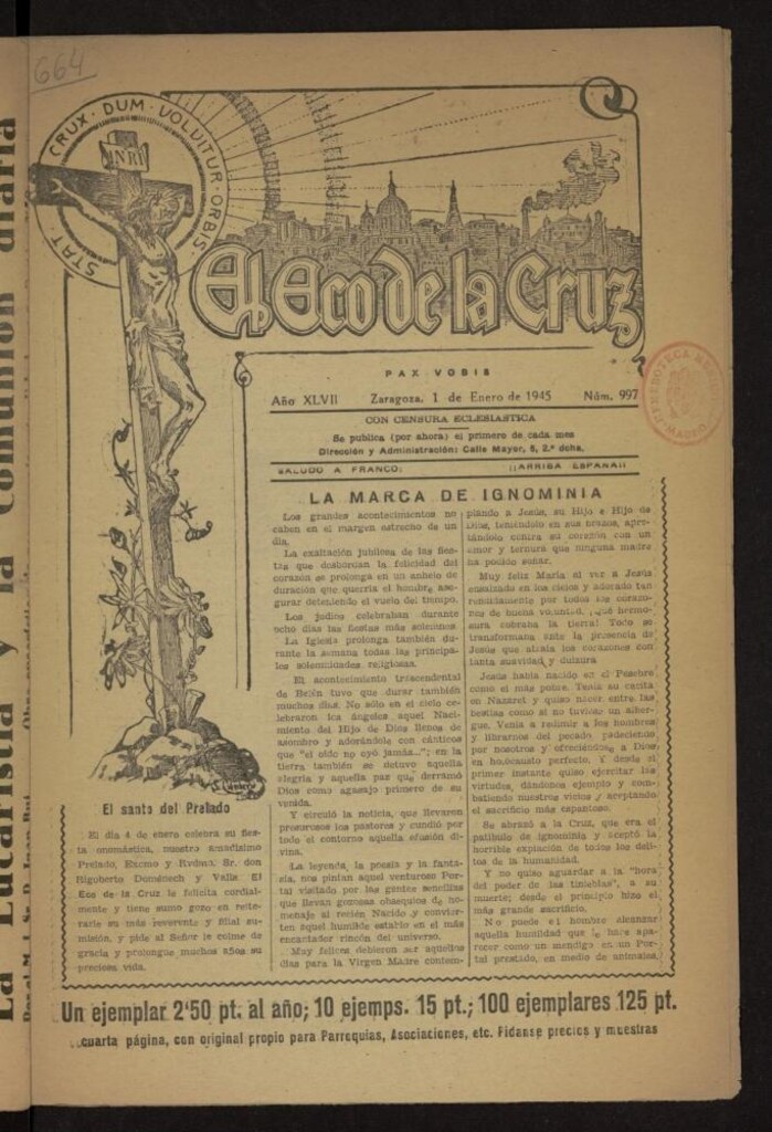 Miniatura de El Eco de la Cruz del 1 de enero de 1945, nº 997