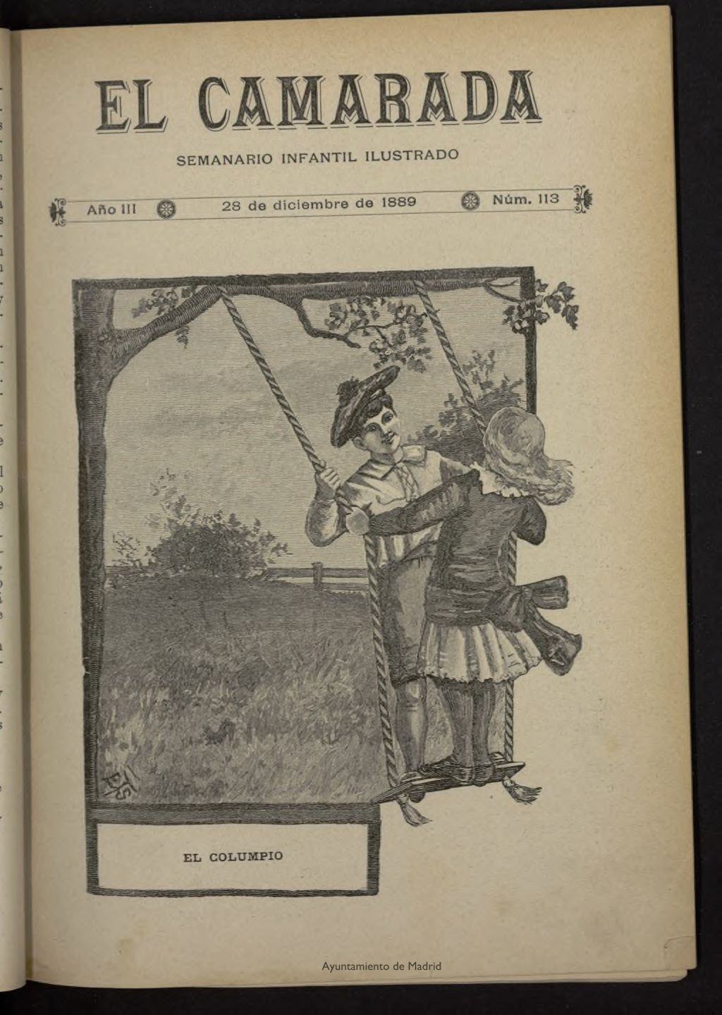 Miniatura de El Camarada : semanario infantil ilustrado del 28 de diciembre de 1889, nº 113