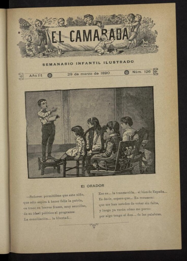 Miniatura de El Camarada : semanario infantil ilustrado del 29 de marzo de 1890, nº 126