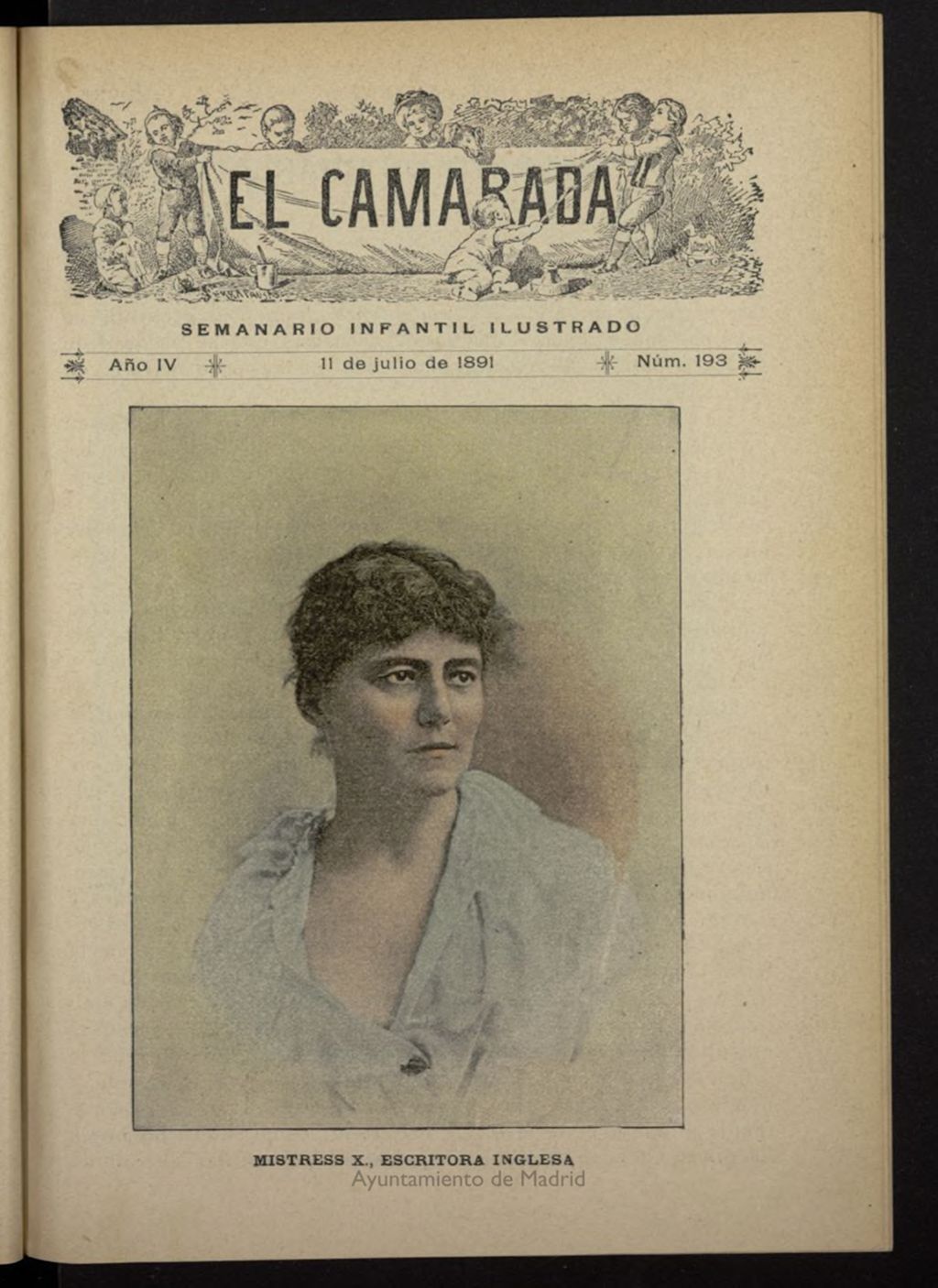 Miniatura de El Camarada : semanario infantil ilustrado del 11 de julio de 1891, nº 193