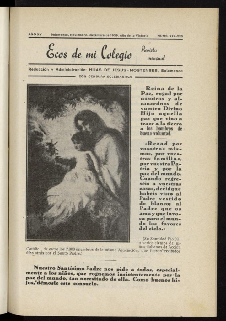 Miniatura de Ecos de Mi Colegio de noviembre-diciembre de 1939, nº 224 y 225