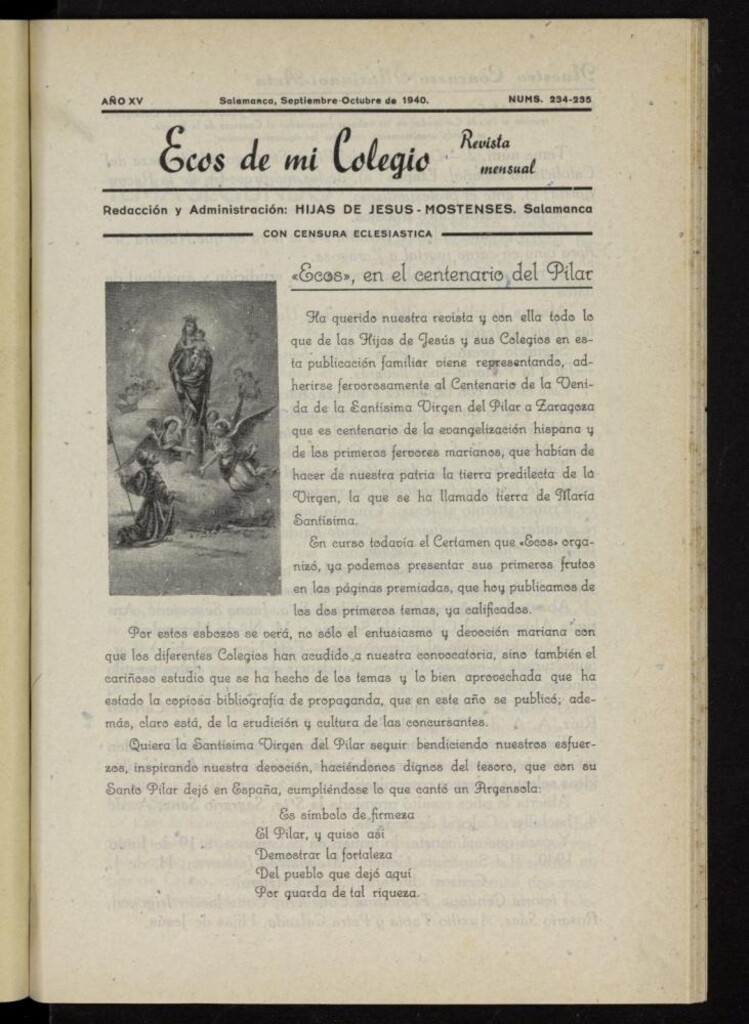 Miniatura de Ecos de Mi Colegio de septiembre-octubre de 1940, nº 234 y 235