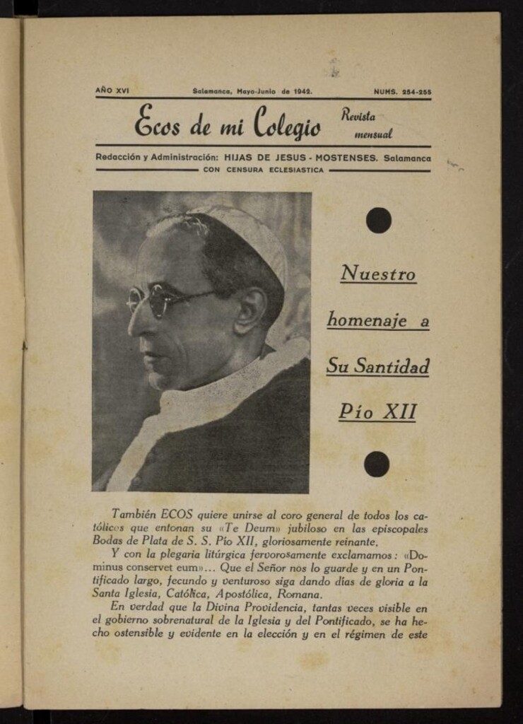 Miniatura de Ecos de Mi Colegio de mayo-junio de 1942, nº 254 y 255