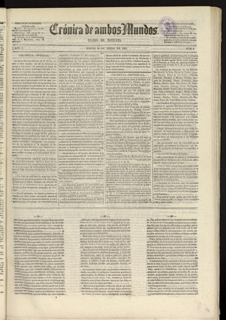 Miniatura de Crónica de ambos Mundos : diario de noticias del 24 de enero de 1861, nº 4