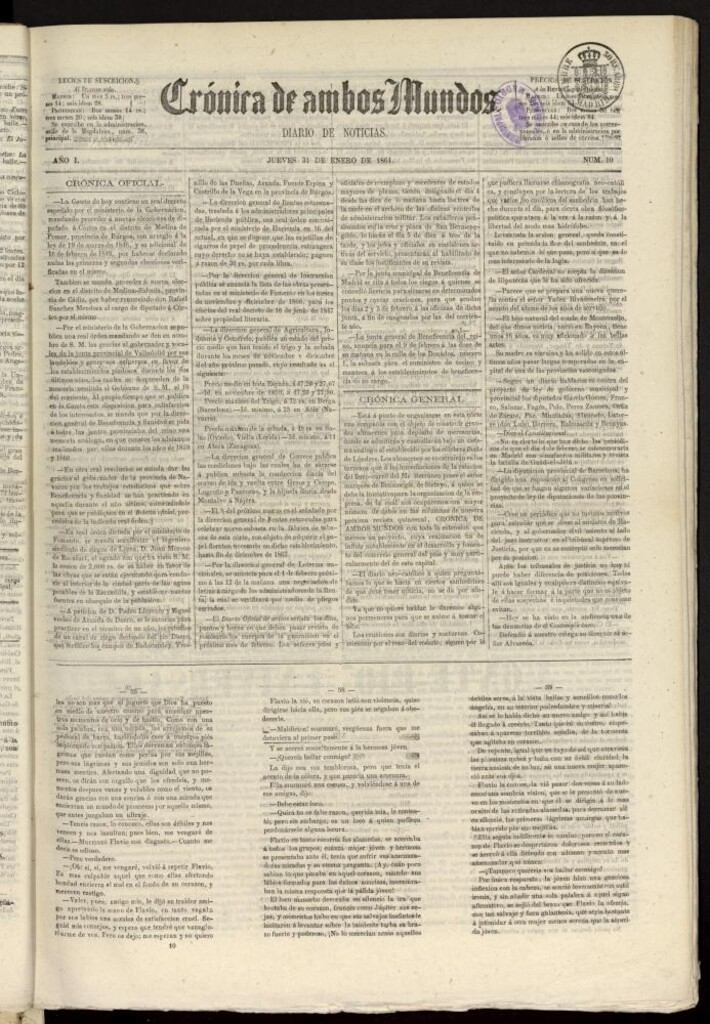 Miniatura de Crónica de ambos Mundos : diario de noticias del 31 de enero de 1861, nº 10