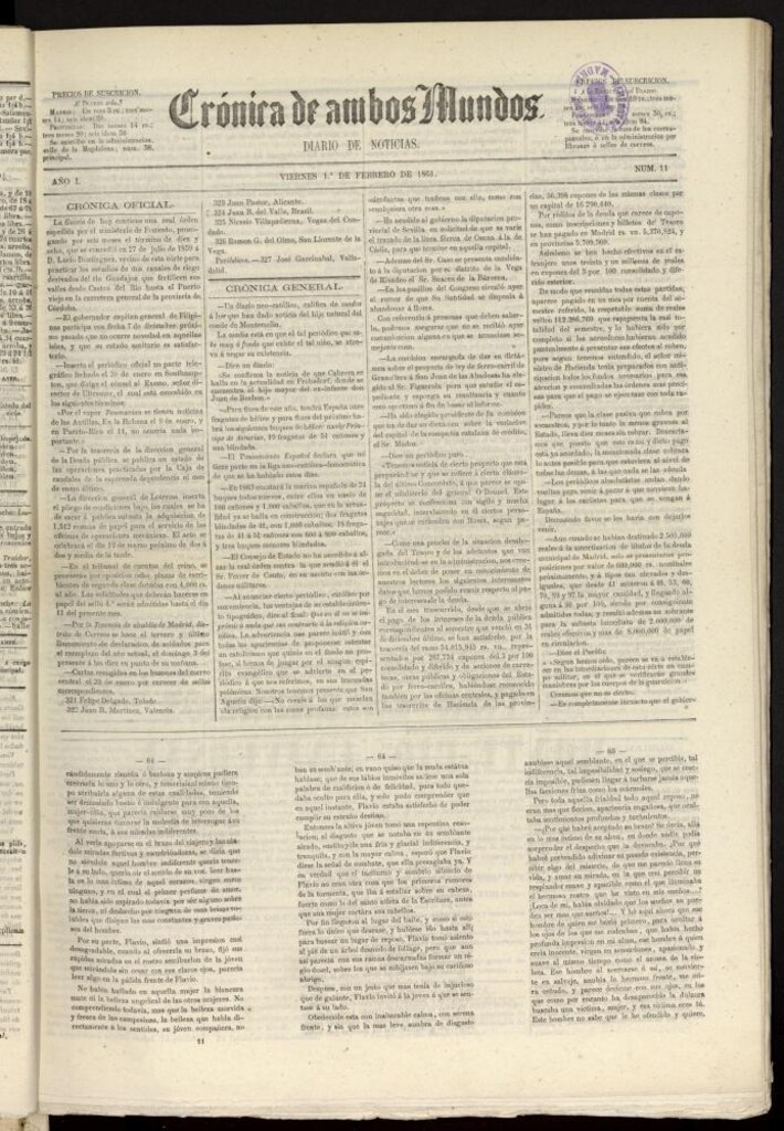 Miniatura de Crónica de ambos Mundos : diario de noticias del 1 de febrero de 1861, nº 11