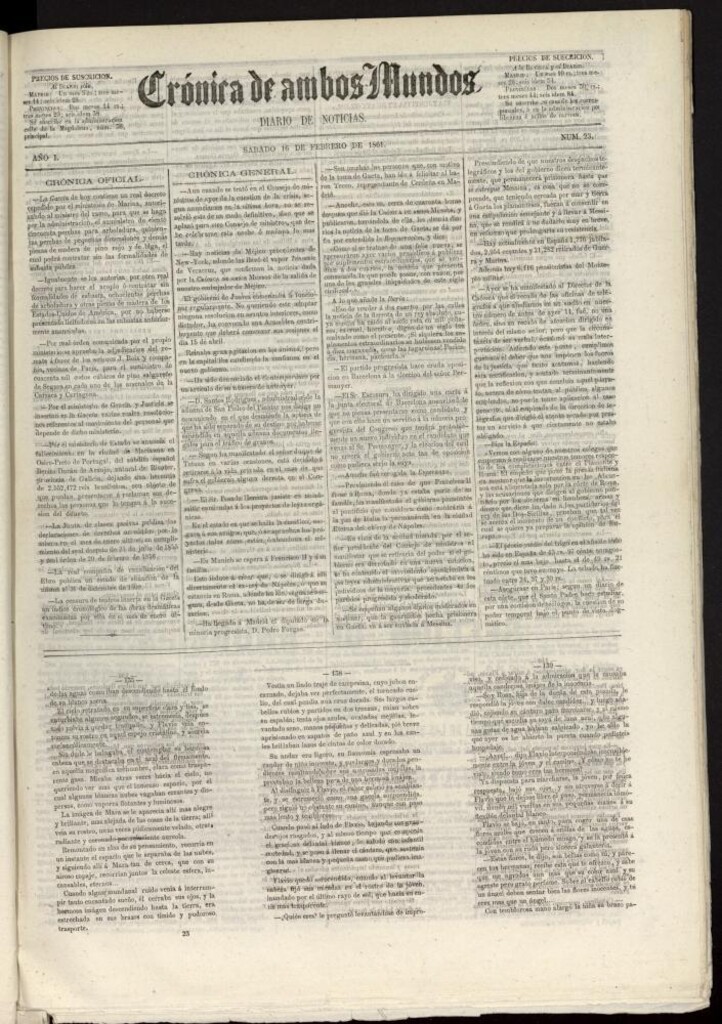 Miniatura de Crónica de ambos Mundos : diario de noticias del 16 de febrero de 1861, nº 23