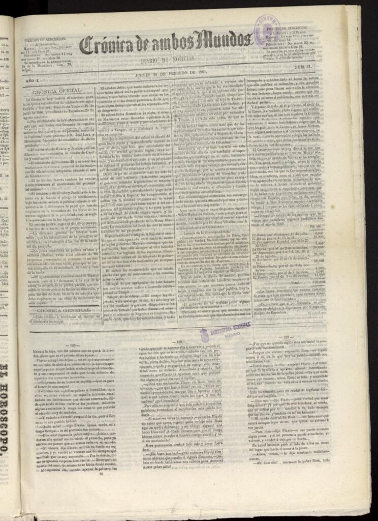 Miniatura de Crónica de ambos Mundos : diario de noticias del 28 de febrero de 1861, nº 33