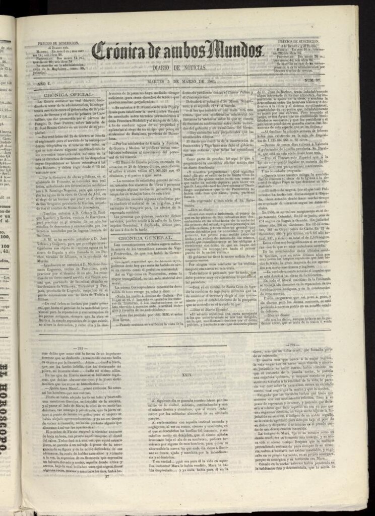 Miniatura de Crónica de ambos Mundos : diario de noticias del 5 de marzo de 1861, nº 37