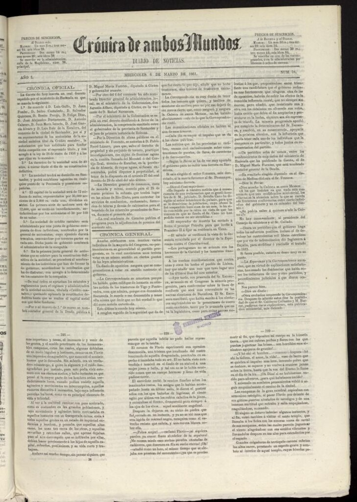 Miniatura de Crónica de ambos Mundos : diario de noticias del 6 de marzo de 1861, nº 38