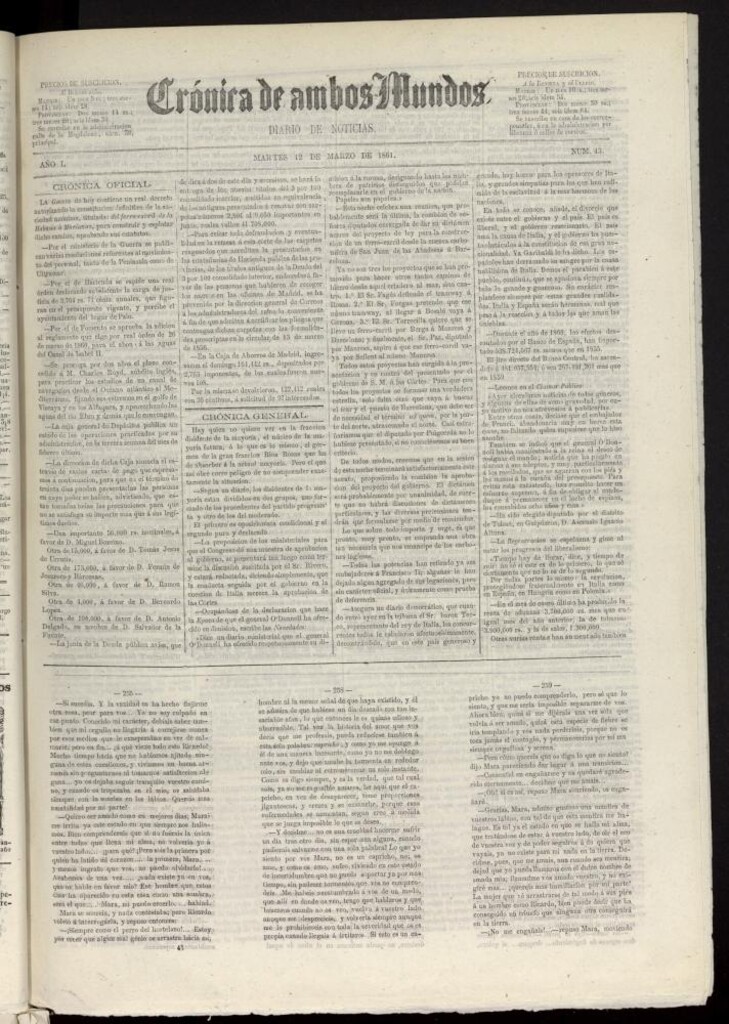 Miniatura de Crónica de ambos Mundos : diario de noticias del 12 de marzo de 1861, nº 43