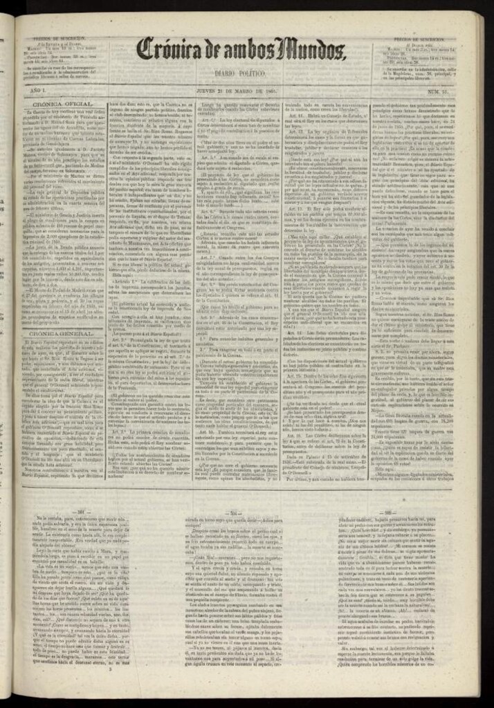Miniatura de Crónica de ambos Mundos : diario de noticias del 21 de marzo de 1861, nº 51