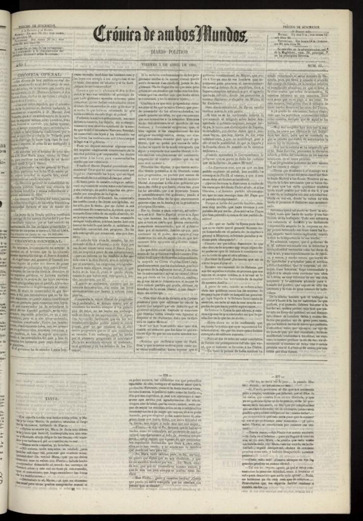 Miniatura de Crónica de ambos Mundos : diario de noticias del 5 de abril de 1861, nº 63