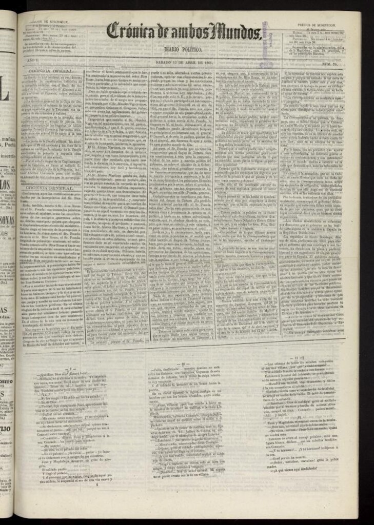 Miniatura de Crónica de ambos Mundos : diario de noticias del 13 de abril de 1861, nº 70