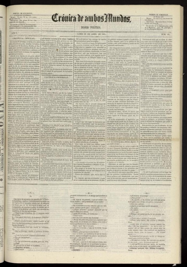 Miniatura de Crónica de ambos Mundos : diario de noticias del 29 de abril de 1861, nº 83