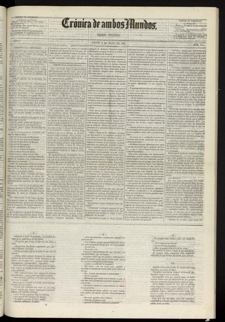 Miniatura de Crónica de ambos Mundos : diario de noticias del 9 de mayo de 1861, nº 91