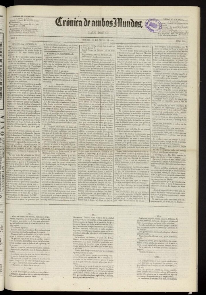 Miniatura de Crónica de ambos Mundos : diario de noticias del 10 de mayo de 1861, nº 92